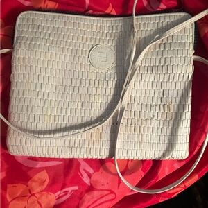 Elegant Cream vintage Fendi Woven crossbody Bag